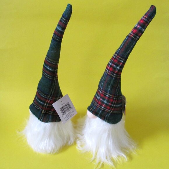Plaid tartan hat gnome set of 2 - Picture 2 of 7